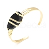 Natural Obsidian Horse Eye Beaded Cuff Bangle G-D458-01G-08-RS-4