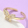 Adjustable Brass Micro Pave Clear Cubic Zirconia Cuff Rings RJEW-G096-42G-3