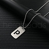 Rectangle with Letter Pattern Hollow Out 201 Stainless Steel Pendant Necklaces FS-WG34D20-07-1
