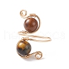 Round Gemstone Braided Open Cuff Ring RJEW-JR00491-3