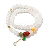 Round Natural White Jade Beaded Wrap Bracelets BJEW-M315-07-1