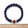Natural Lapis Lazuli Round Beads & South Red Agate Bead Stretch Bracelets BJEW-Z101-01-6