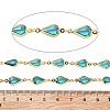 Brass Glass Teardrop Link Chains CHC-R001-04G-01-2
