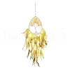 Wire Wrapped Natural Yellow Quartz Chip Teardrop with Tree of Life Wind Chime HJEW-K067-09P-05-1