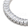 Brass Pave Clear Cubic Zirconia Rectangle Box Chain Slider Bracelets BJEW-B094-05A-P-2