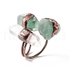 Natural Fluorite & Quartz Crystal Irregular Nugget Open Cuff Ring RJEW-I082-07R-03-4