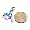 Dog Paw Print Alloy Enamel Pendant Decoration HJEW-JM02495-03-3