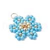 Glass Seed Beaded Flower Pendants PALLOY-MZ00712-05-3