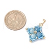 Dyed Natural Blue Quartz & Glass Seed Beaded Star Pendants PALLOY-MZ00692-01-2