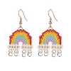 Glass Seed Rainbow with Teardrop Dangle Earrings EJEW-MZ00016-1