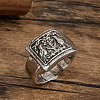 Rectangle with Bird & Flower Pattern Alloy Finger Rings FS-WGF2270-05-1
