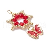 Glass Seed Beaded Flower Pendants PALLOY-MZ00623-04-3