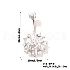 Chic Flower Brass Full Crystal Rhinestone Curved Barbell Belly Button Rings with Shiny Delicate Design YW9589-8-1