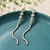 304 Stainless Steel Clear Cubic Zirconia Tassel Stud Earrings EJEW-Z094-01A-G-1
