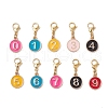 Flat Round with Number 0~9 Alloy Enamel Pendant Decorations HJEW-JM03116-2