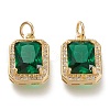 Brass Glass Charms X-ZIRC-F116-09C-G-1