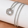 304 Stainless Steel Crystal Rhinestone Hexagon Pendant Necklaces for Women NJEW-F339-04P-4
