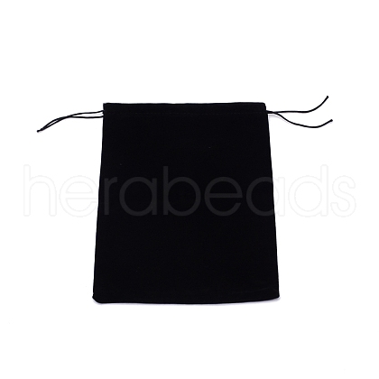 Rectangle Black Velvet Pouches TP-WH0011-01-1