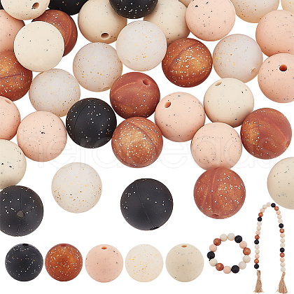   50Pcs 5 Colors Food Grade Eco-Friendly Silicone Focal Beads SIL-PH0001-27-1
