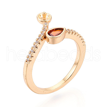 Brass Micro Pave Cubic Zirconia Ring Settings KK-T076-08G-1