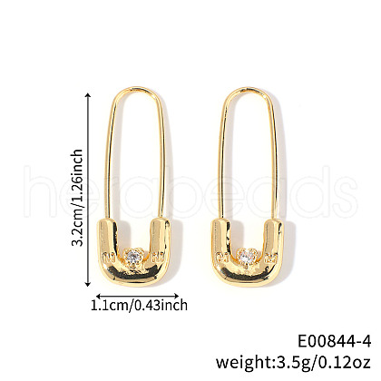 Fashionable Brass Cubic Zirconia Brooch Shape Hoop Earrings VD1668-4-1