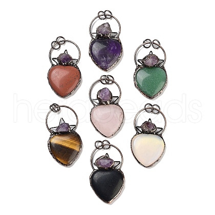 Natural & Synthetic Mixed Gemstone & Amethyst Big Pendants G-A221-04-1