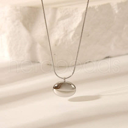 Fashion Oval Stainless Steel Pendant Necklaces for Women TU0111-2-1