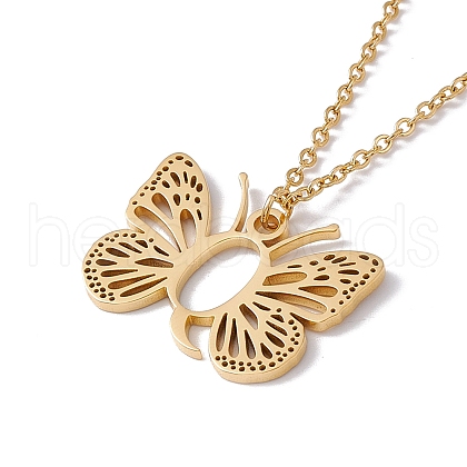 Initial Letter with Butterfly Pendant Necklace NJEW-C026-01G-Q-1