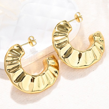 C-Shaped 304 Stainless Steel Stud Earrings EJEW-A125-20G-1