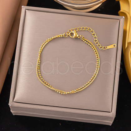 304 Stainless Steel Multi-strand Bracelets BJEW-C110-02G-1