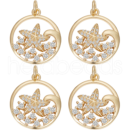 Beebeecraft 6PCS Brass Micro Pave Cubic Zirconia Pendants KK-BBC0011-86-1
