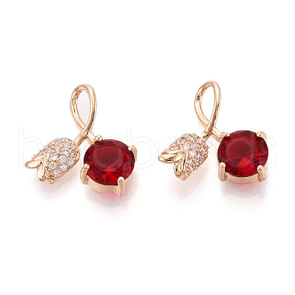 Brass Micro Pave Cubic Zirconia Pendants KK-T074-72KCG-02-1