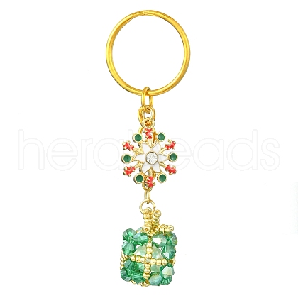 Christmas Woven Glass Keychains KEYC-MZ00017-03-1