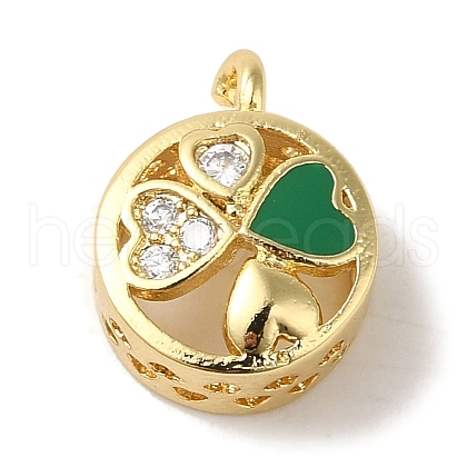Rack Plating Brass Micro Pave Clear Cubic Zirconia with Enamel Pendant KK-P267-16G-1