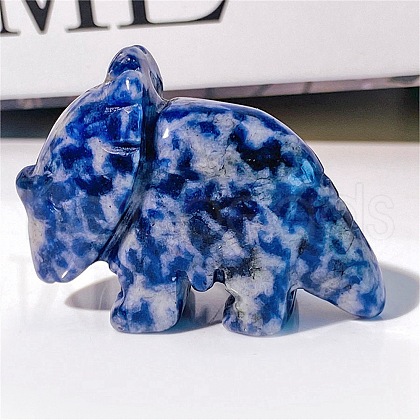 Natural Blue Spot Jasper Carved Healing Rhinoceros Figurines PW-WG88972-03-1