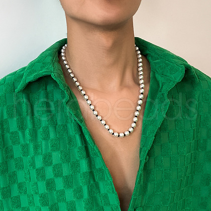 Glass Pearl Round Beaded Necklaces FS-WG7E341-01-1