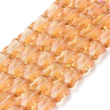Faceted Electroplated Transparent Glass Beads Strands GLAA-G092-A01-1