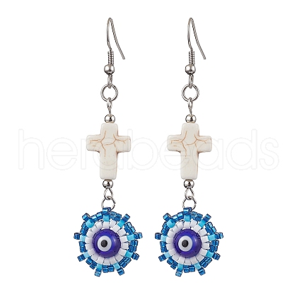 Glass Seed Beads Dangle Earrings EJEW-MZ00219-02-1