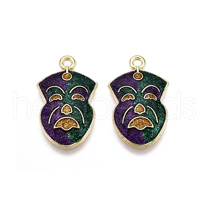 Carnival/Mardi Gras Theme Alloy Enamel & Glitter Powder Pendants ENAM-T020-53F-RS-1
