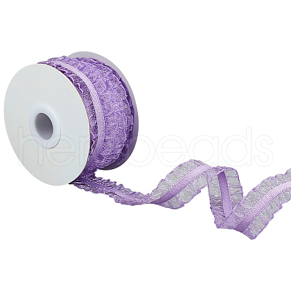 Nylon Pleated Elastic Mesh Lace Ribbon OCOR-WH0086-96C-1