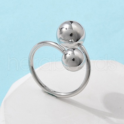 304 Stainless Steel Round Cuff Rings for Women RJEW-A063-01E-P-1