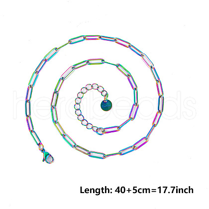 4MM Unisex 304 Stainless Steel Paperclip Chains Necklaces AU9647-5-1