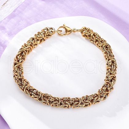 201 Stainless Steel Byzantine Chain Bracelets BJEW-B078-152G-1