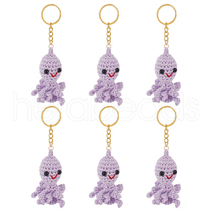 6Pcs Handmade Crochet Wool Octopus Keychains KEYC-NB00004-1