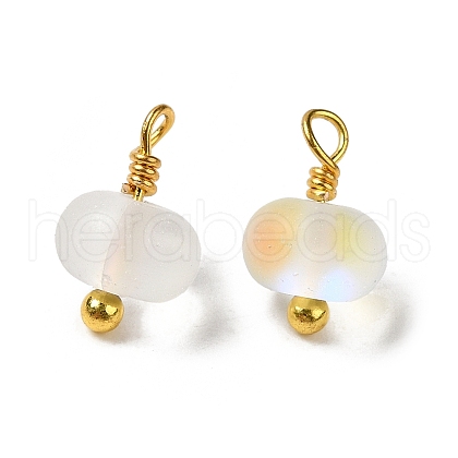Frosted Glass Flat Round Charms KK-P242-25G-01-1