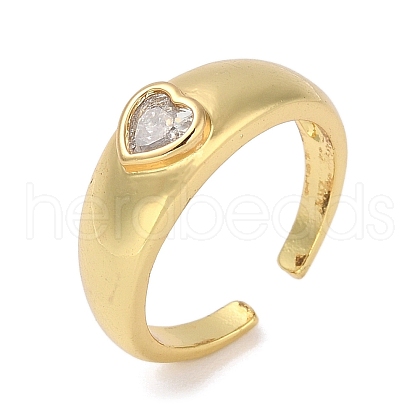 Rack Plating Brass Micro Pave Cubic Zirconia Cuff Finger Rings for Women RJEW-C114-21E-G-1