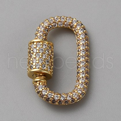 Brass Micro Pave Clear Cubic Zirconia Screw Carabiner Lock Charms DIY-WH0064-18G-1
