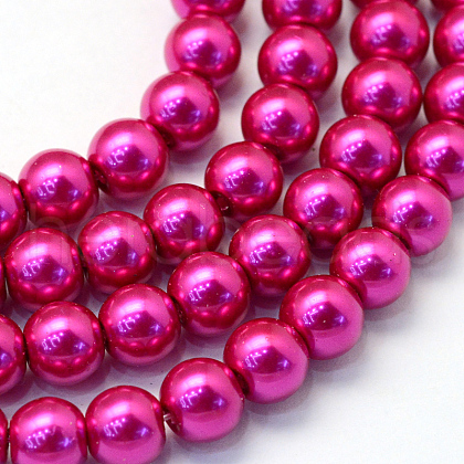 Baking Painted Pearlized Glass Pearl Round Bead Strands X-HY-Q003-6mm-17-1