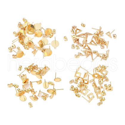 Beebeecraft 80Pcs 4 Style 201 & 304 Stainless Steel Stud Earring Findings STAS-BBC0001-74-1
