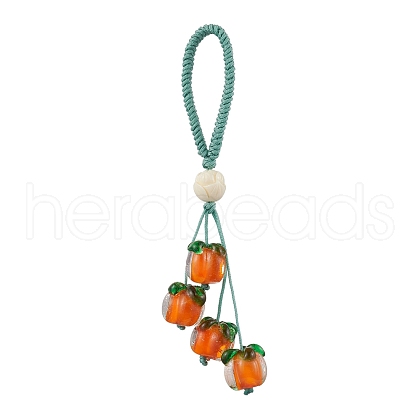 Autumn Theme Handmade Lampwork  & Synthetic Coral Mobile Straps HJEW-JM02722-1